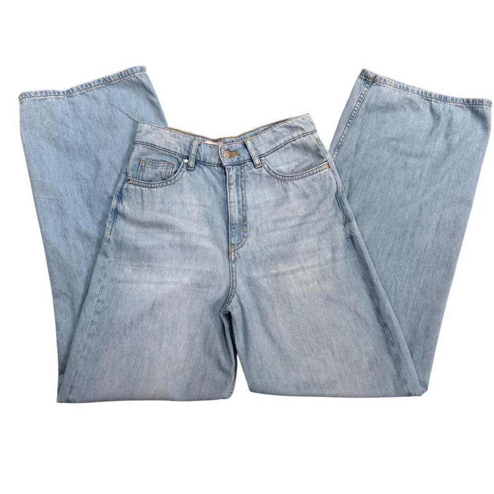 Anthropologie Pilcro The Annie Wide Leg Jeans Light Wash Denim 100% Cotton 27 - Picture 2 of 12